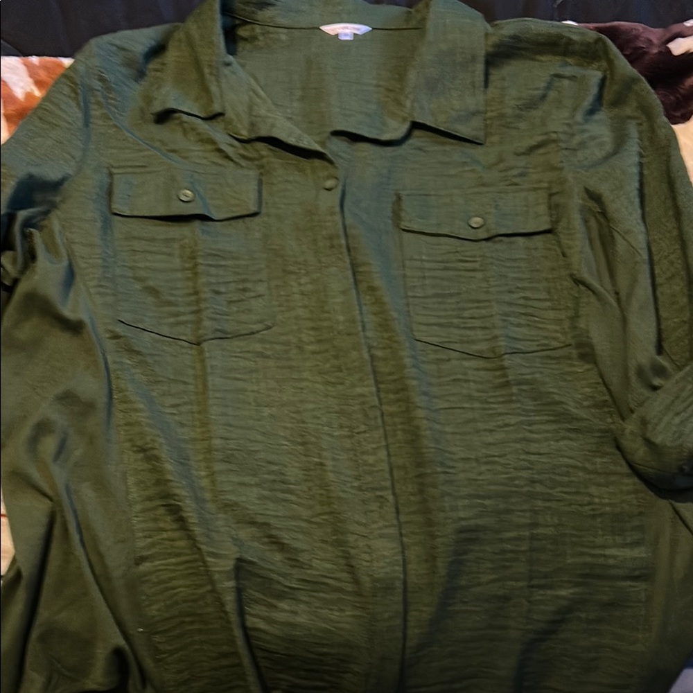 Green Button-Up Shirt